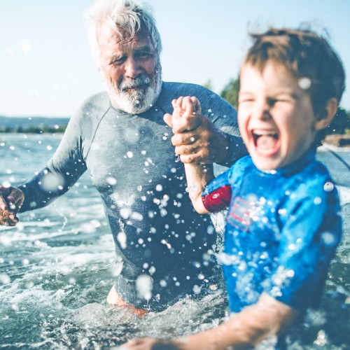 child playing in sea