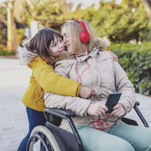 child hugging mother