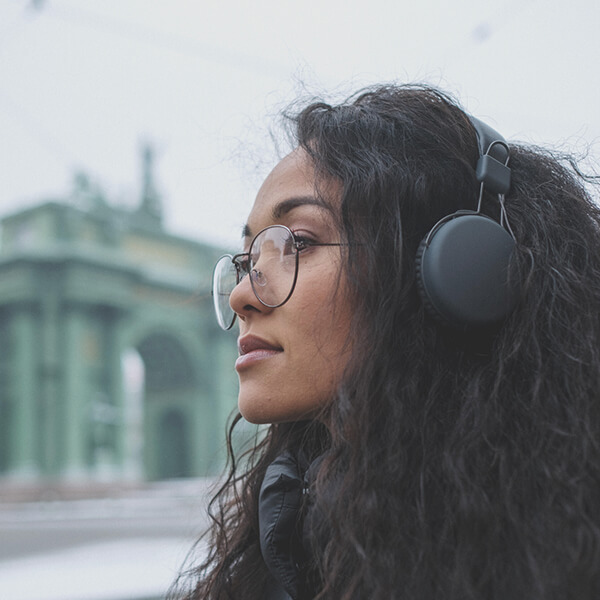 Lady listening to music