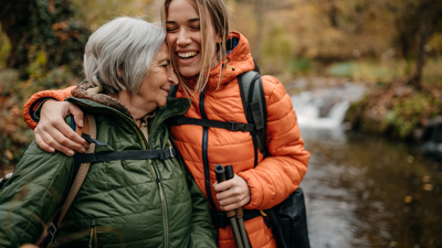 Two women of different ages on a hike